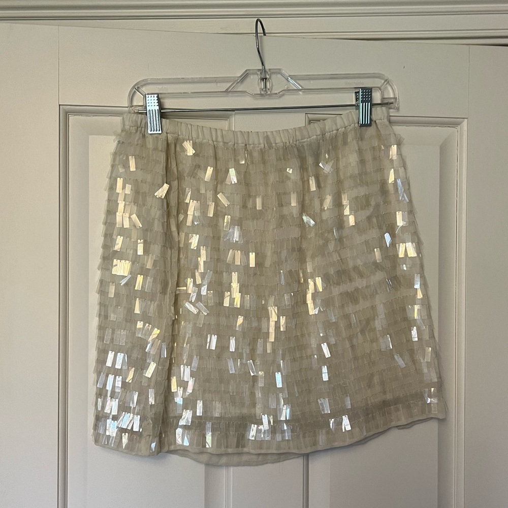 Zara White Embellished Mini Skirt